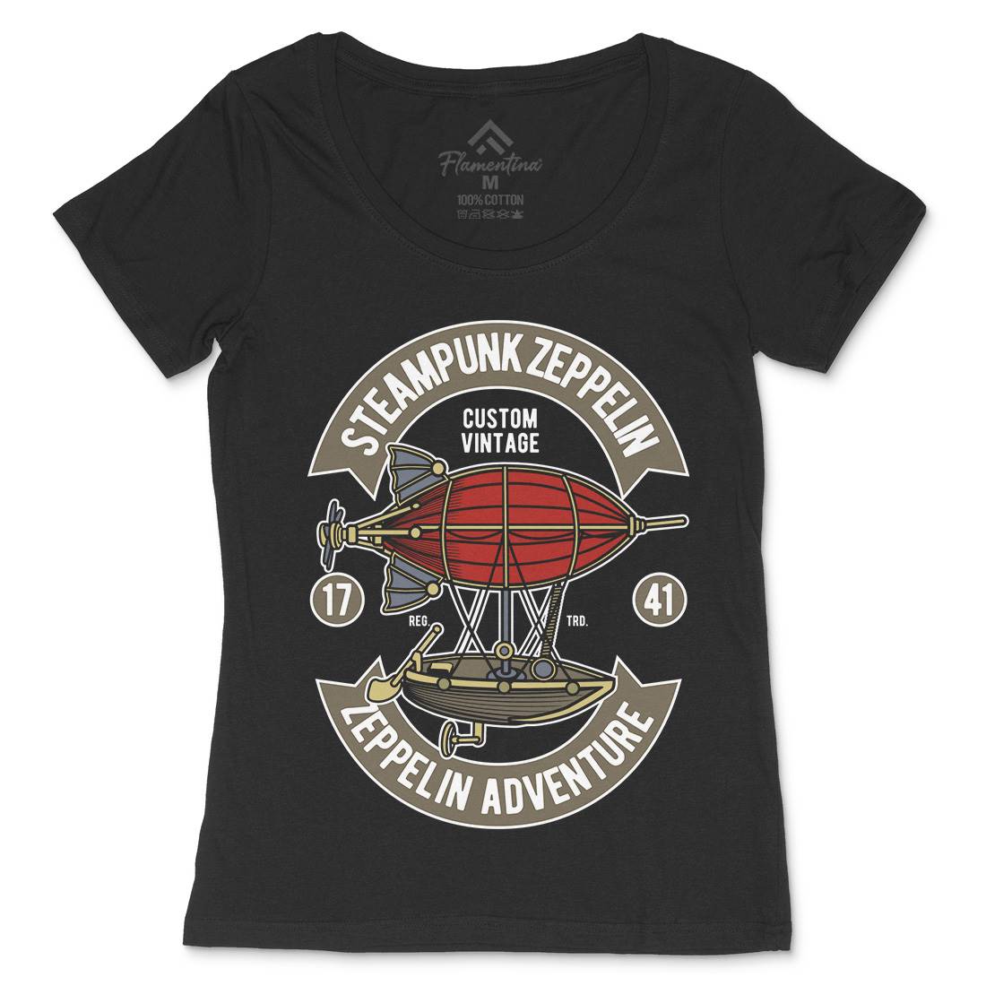 Steampunk Zeppelin Womens Scoop Neck T-Shirt Vehicles D584
