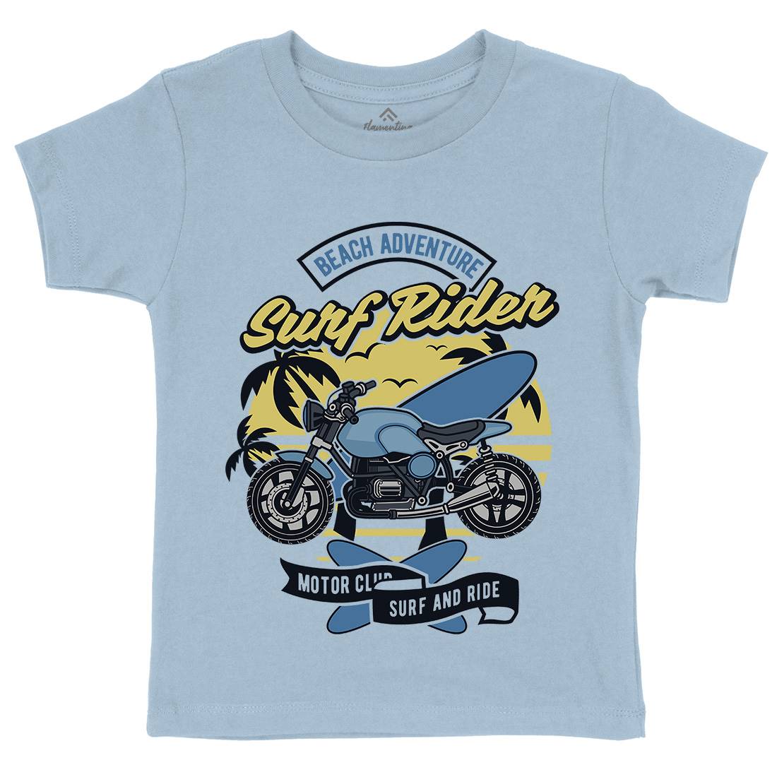 Motorcycle Rider Kids Crew Neck T-Shirt Surf D585