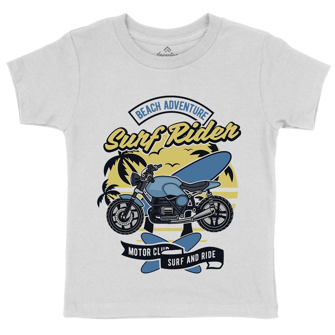 Motorcycle Rider Kids Organic Crew Neck T-Shirt Surf D585