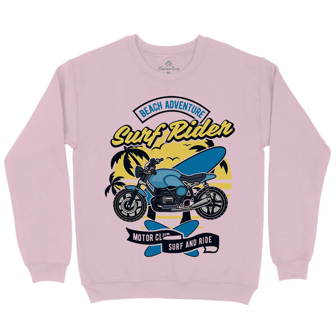 Motorcycle Rider Kids Crew Neck Sweatshirt Surf D585