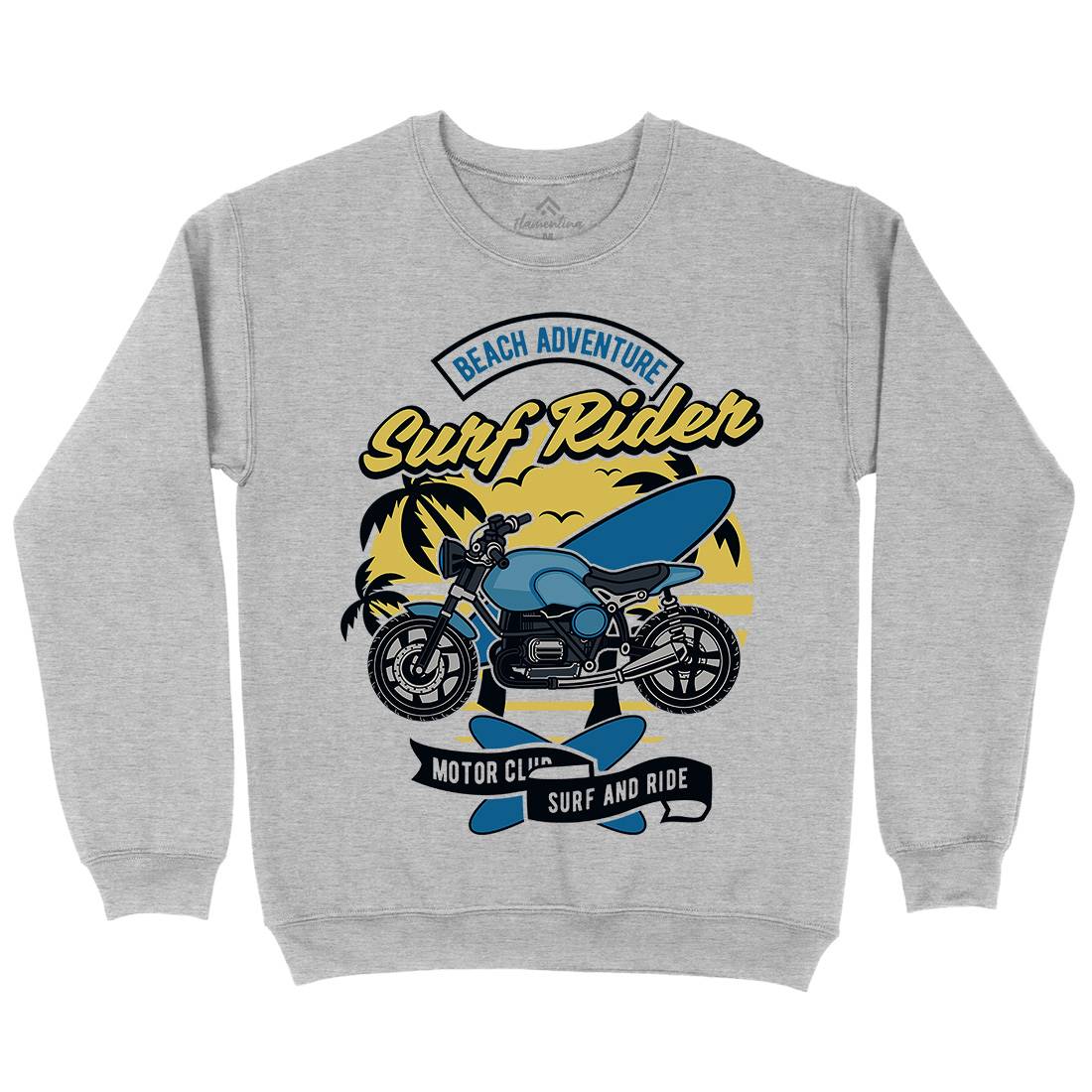 Motorcycle Rider Mens Crew Neck Sweatshirt Surf D585