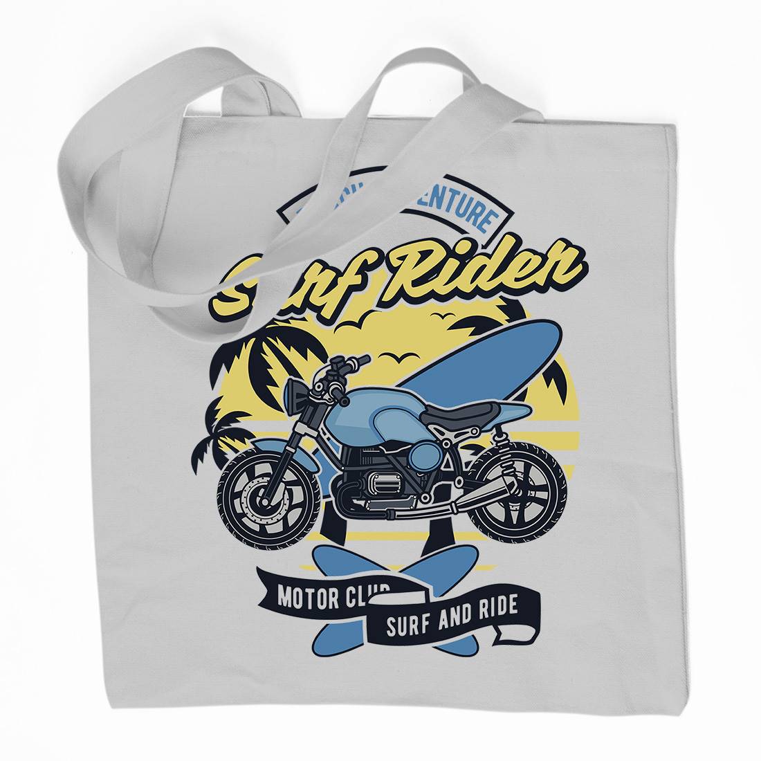 Motorcycle Rider Organic Premium Cotton Tote Bag Surf D585