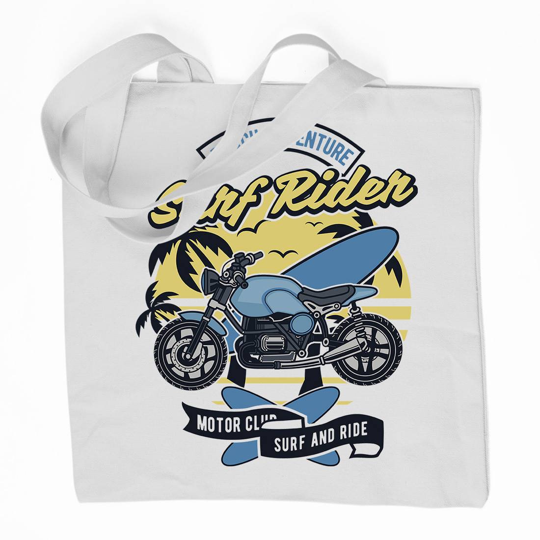 Motorcycle Rider Organic Premium Cotton Tote Bag Surf D585