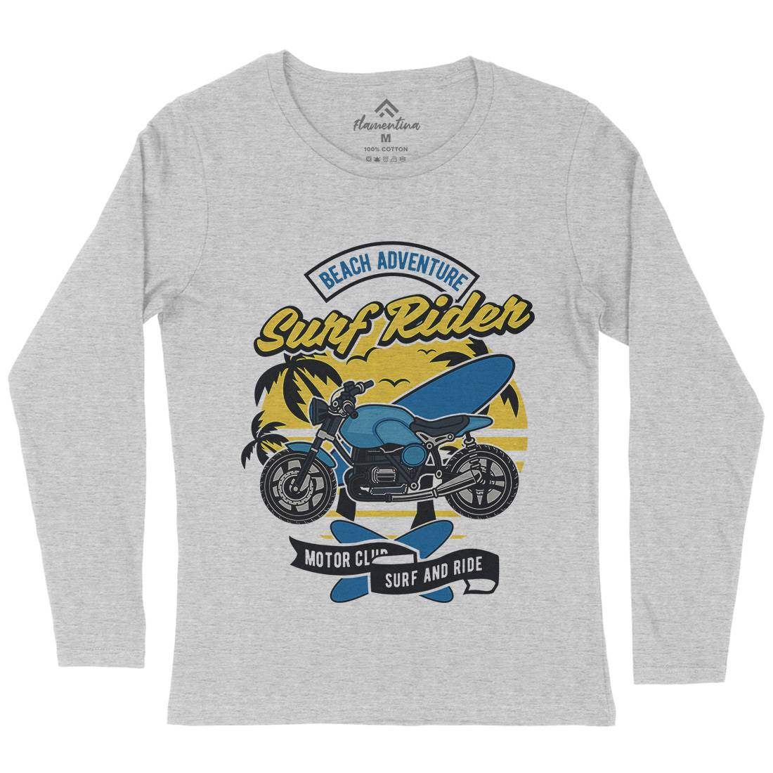 Motorcycle Rider Womens Long Sleeve T-Shirt Surf D585