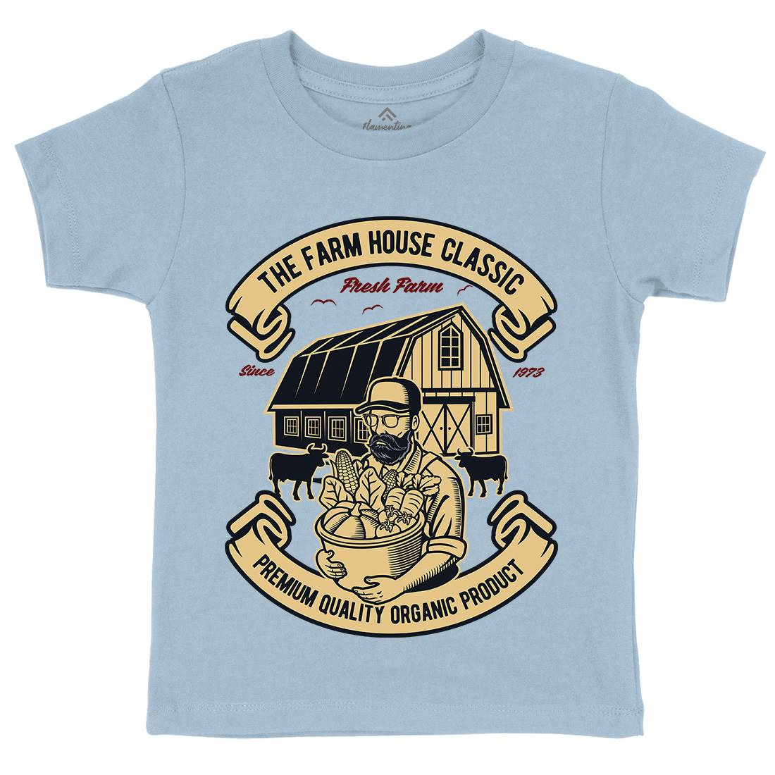 Farm House Classic Kids Organic Crew Neck T-Shirt Work D588