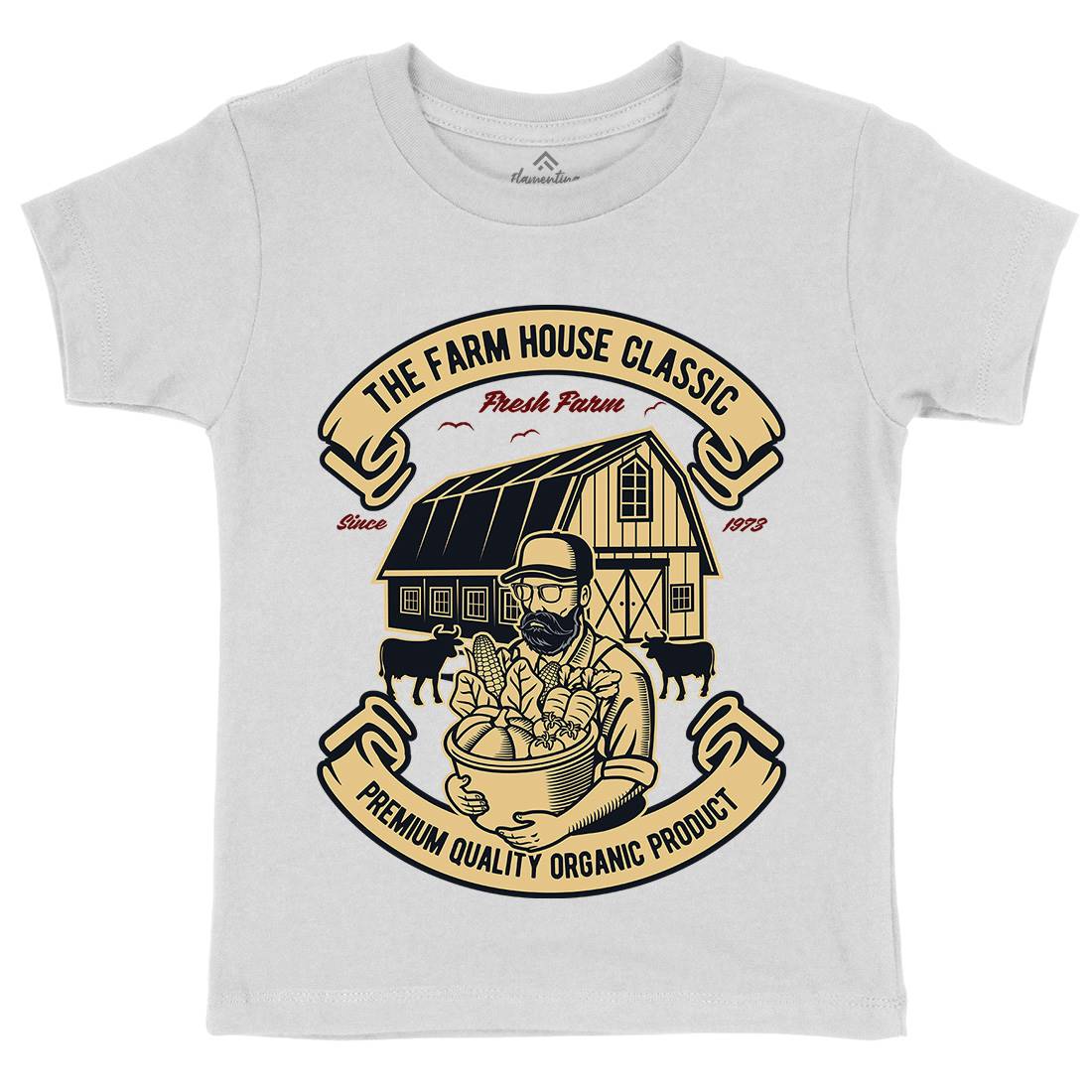 Farm House Classic Kids Organic Crew Neck T-Shirt Work D588