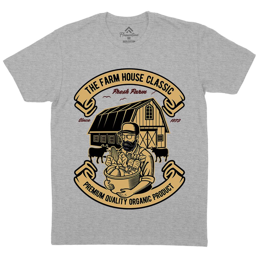 Farm House Classic Mens Organic Crew Neck T-Shirt Work D588