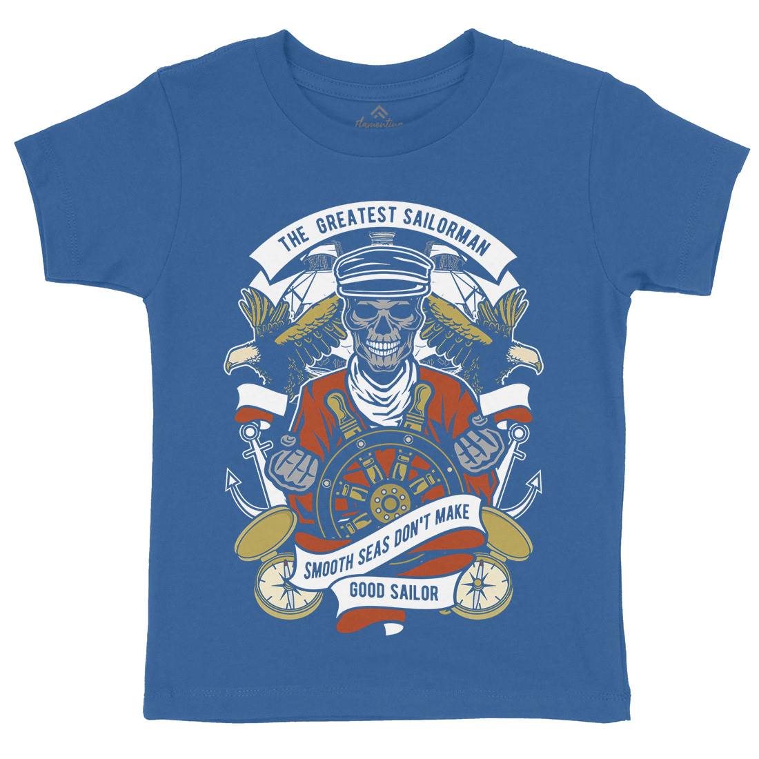 Greatest Sailorman Kids Crew Neck T-Shirt Navy D589