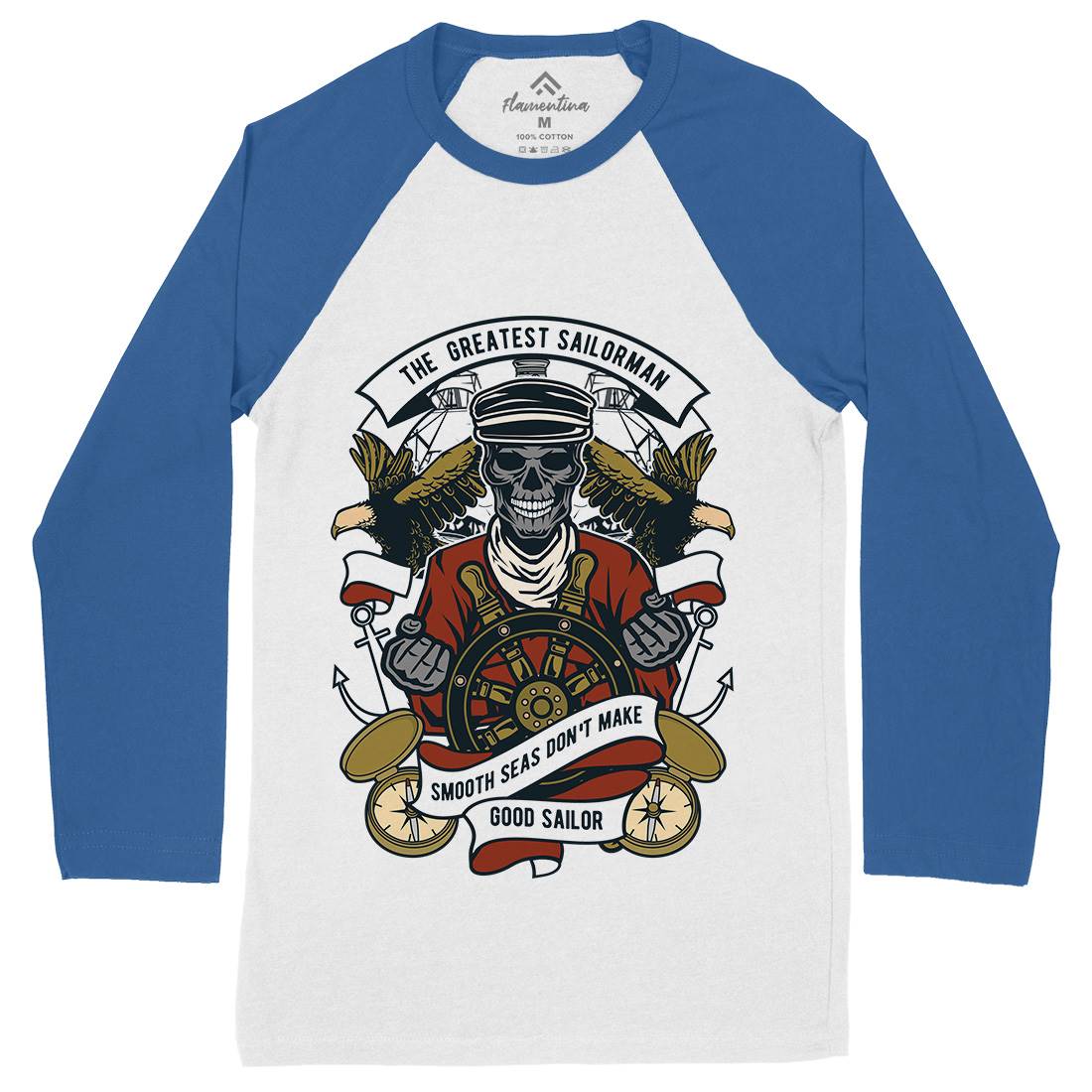 Greatest Sailorman Mens Long Sleeve Baseball T-Shirt Navy D589