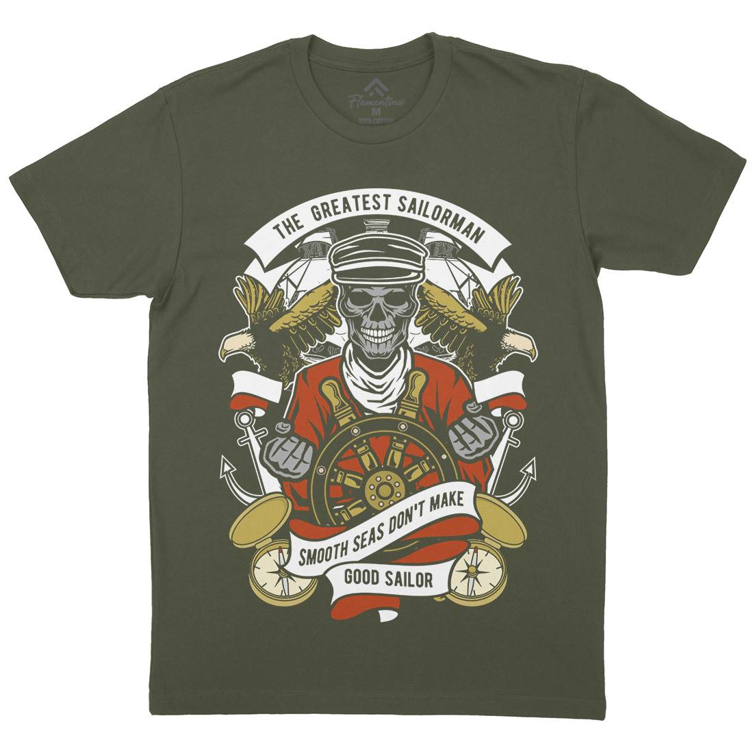 Greatest Sailorman Mens Organic Crew Neck T-Shirt Navy D589