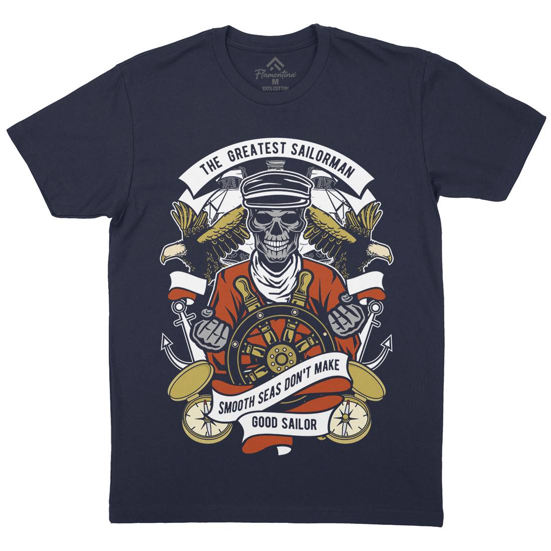 Greatest Sailorman Mens Crew Neck T-Shirt Navy D589