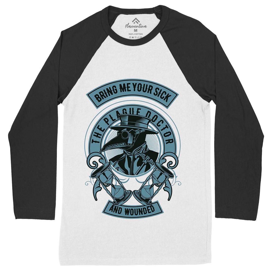 Plague Doctor Mens Long Sleeve Baseball T-Shirt Horror D591