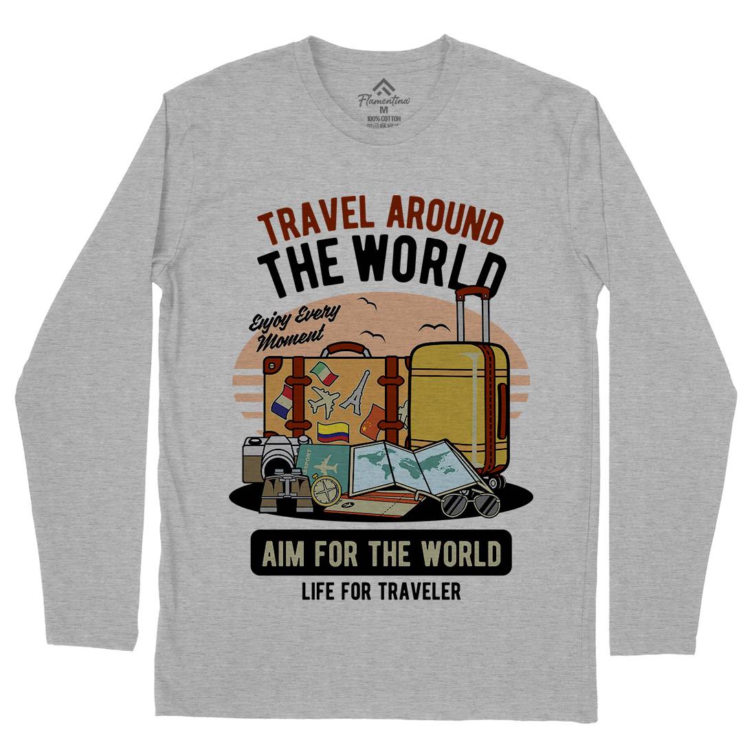 Travel Around The World Mens Long Sleeve T-Shirt Nature D592