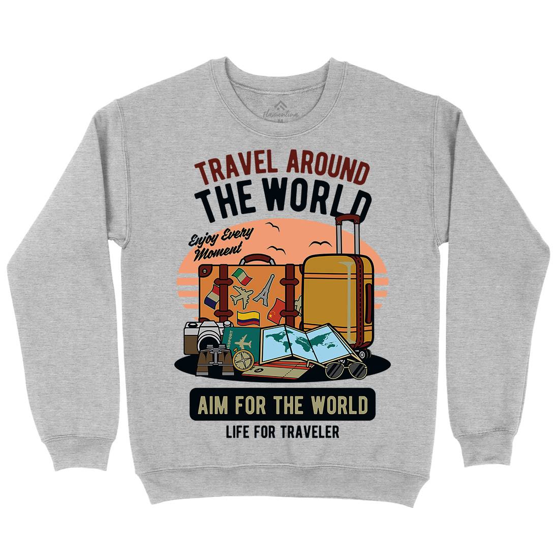 Travel Around The World Kids Crew Neck Sweatshirt Nature D592