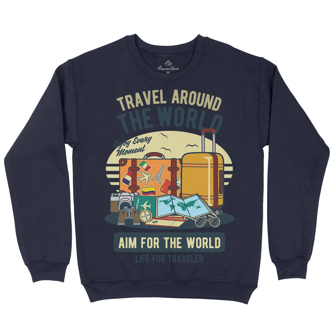 Travel Around The World Mens Crew Neck Sweatshirt Nature D592