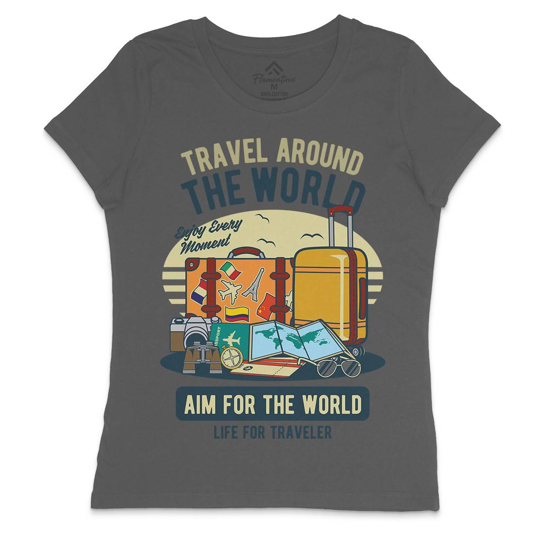 Travel Around The World Womens Crew Neck T-Shirt Nature D592