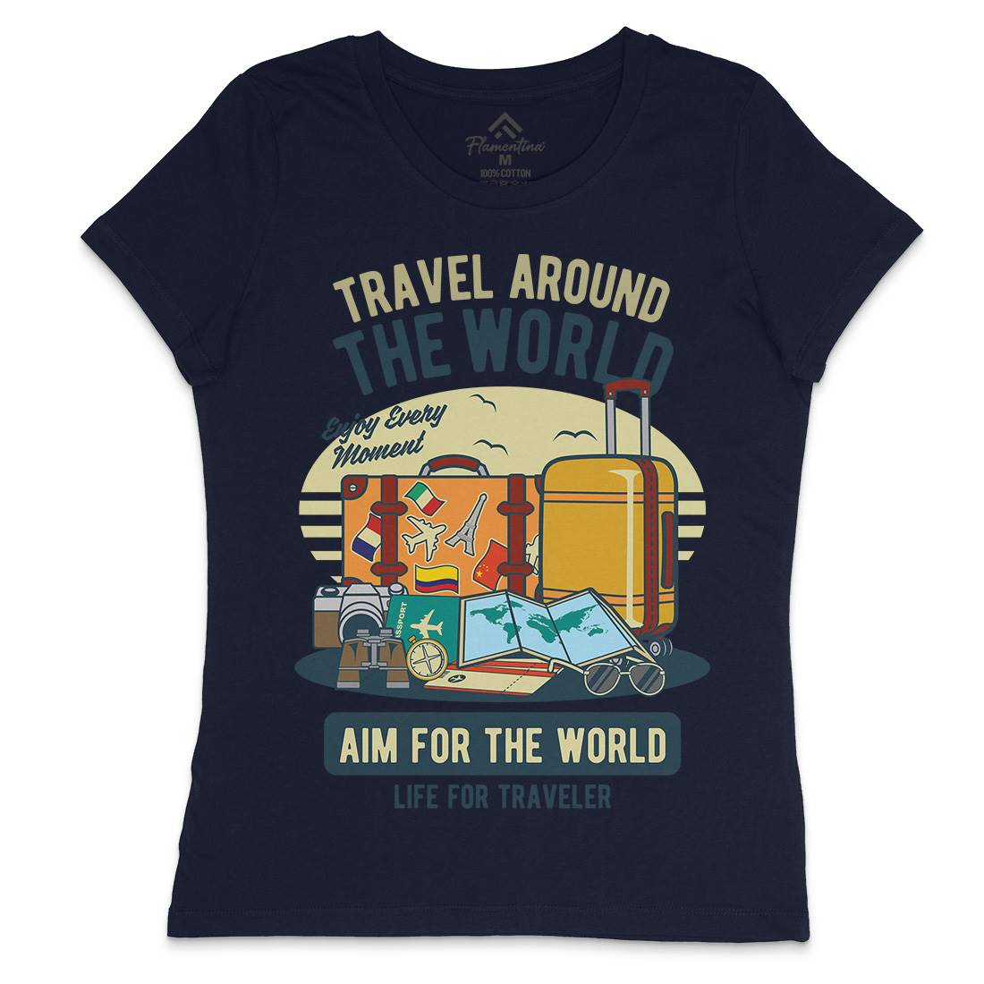 Travel Around The World Womens Crew Neck T-Shirt Nature D592
