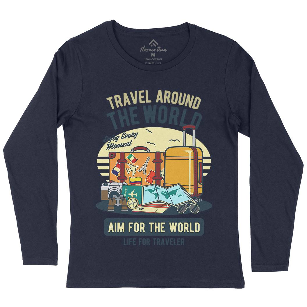 Travel Around The World Womens Long Sleeve T-Shirt Nature D592