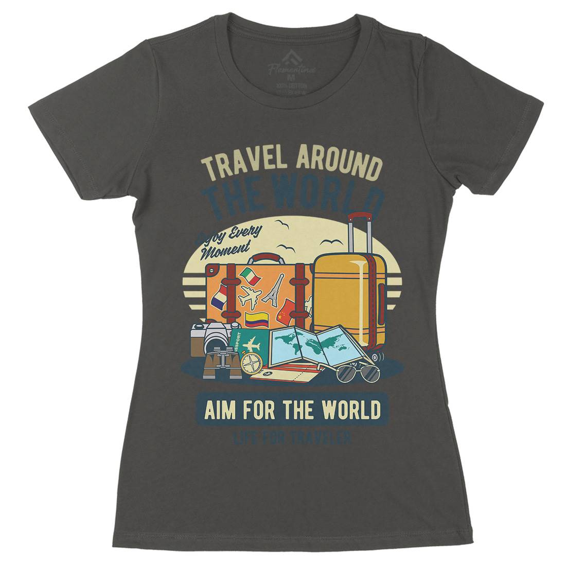 Travel Around The World Womens Organic Crew Neck T-Shirt Nature D592