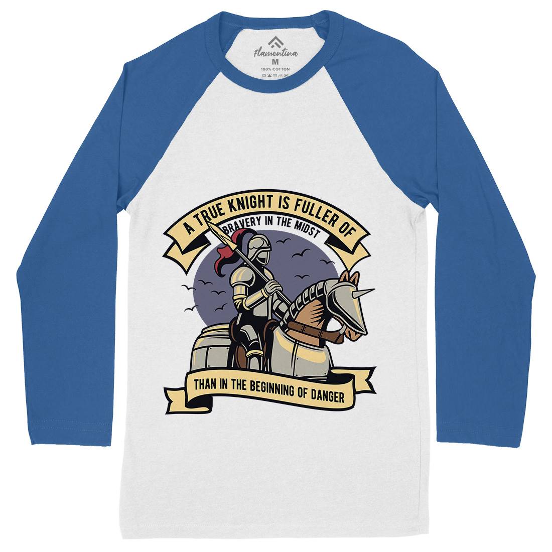 True Knight Mens Long Sleeve Baseball T-Shirt Warriors D593