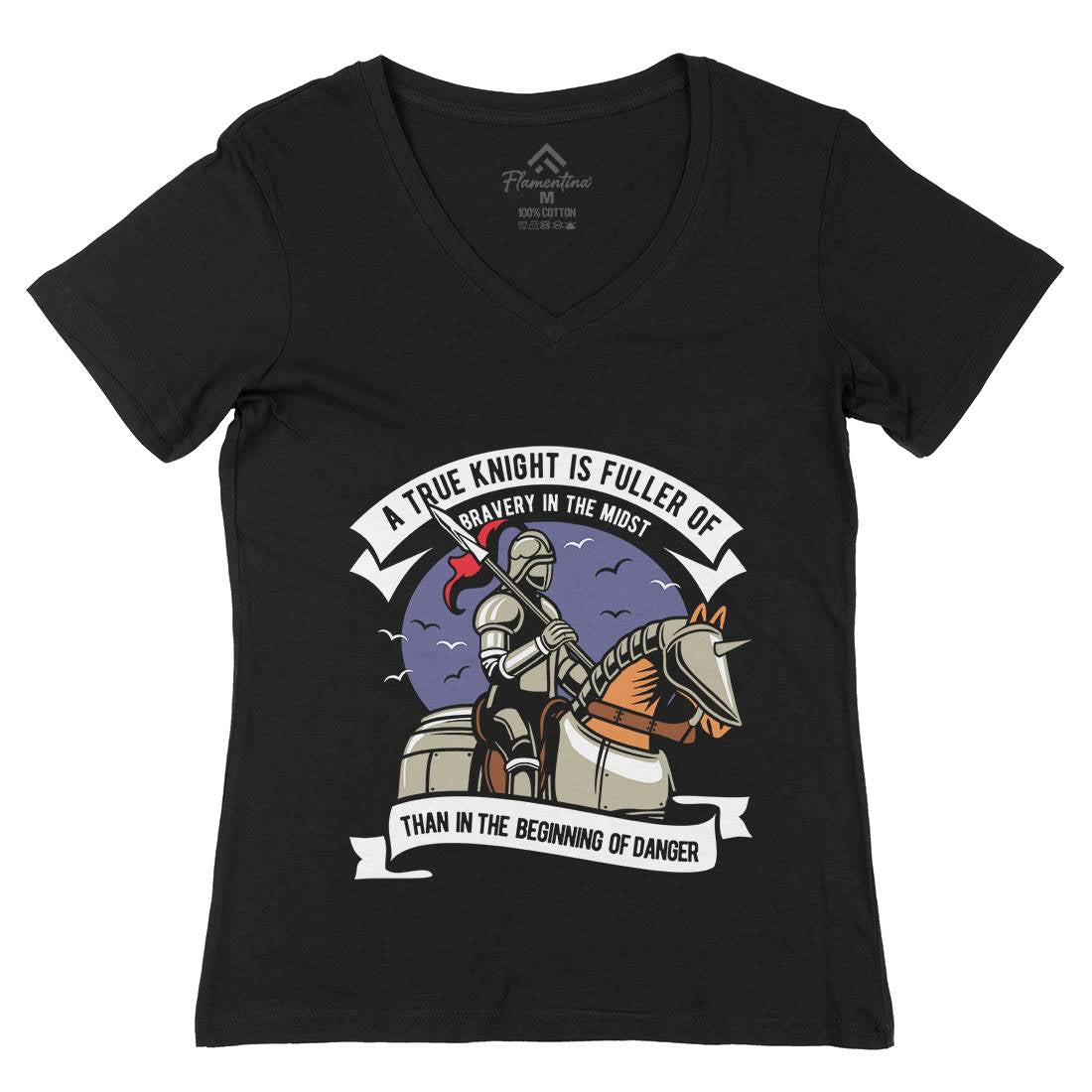 True Knight Womens Organic V-Neck T-Shirt Warriors D593