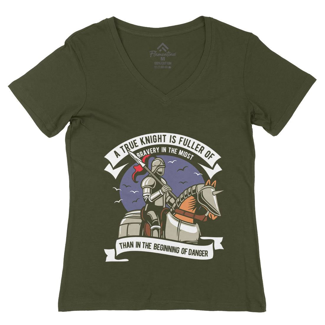 True Knight Womens Organic V-Neck T-Shirt Warriors D593