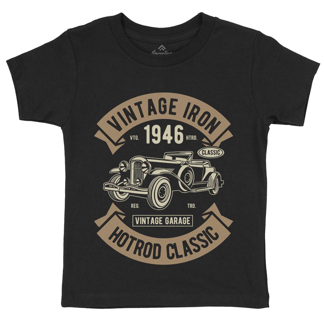 Vintage Iron Classic Kids Organic Crew Neck T-Shirt Cars D595