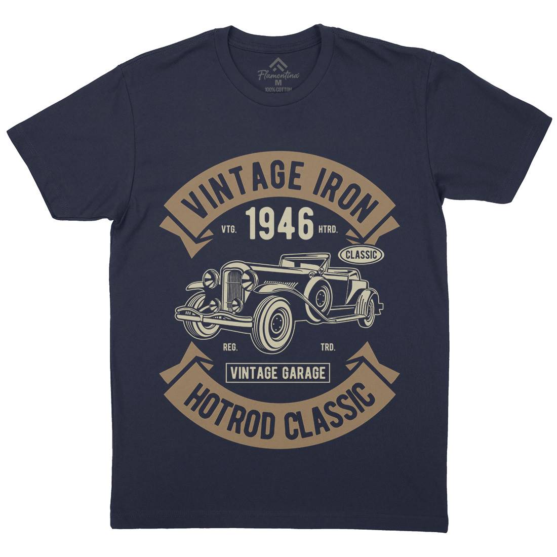 Vintage Iron Classic Mens Crew Neck T-Shirt Cars D595