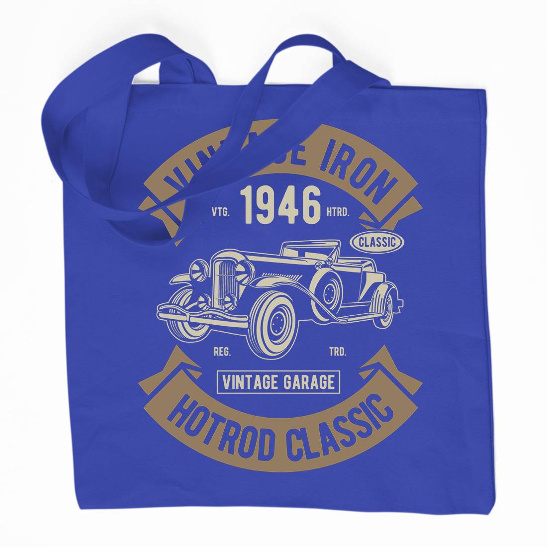 Vintage Iron Classic Organic Premium Cotton Tote Bag Cars D595