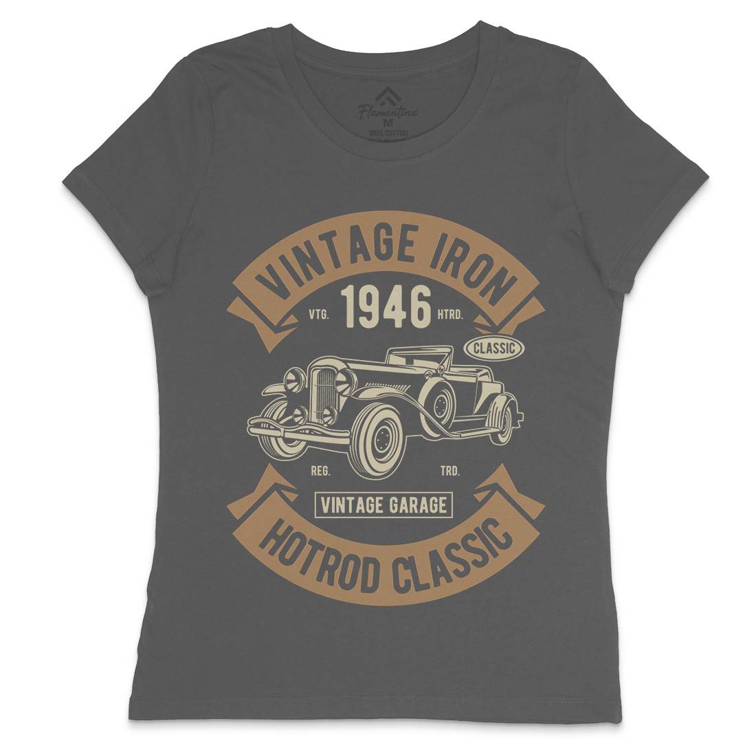 Vintage Iron Classic Womens Crew Neck T-Shirt Cars D595