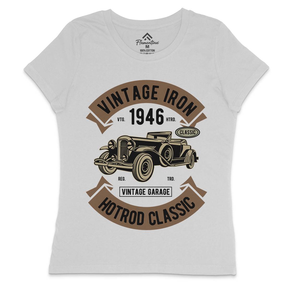 Vintage Iron Classic Womens Crew Neck T-Shirt Cars D595