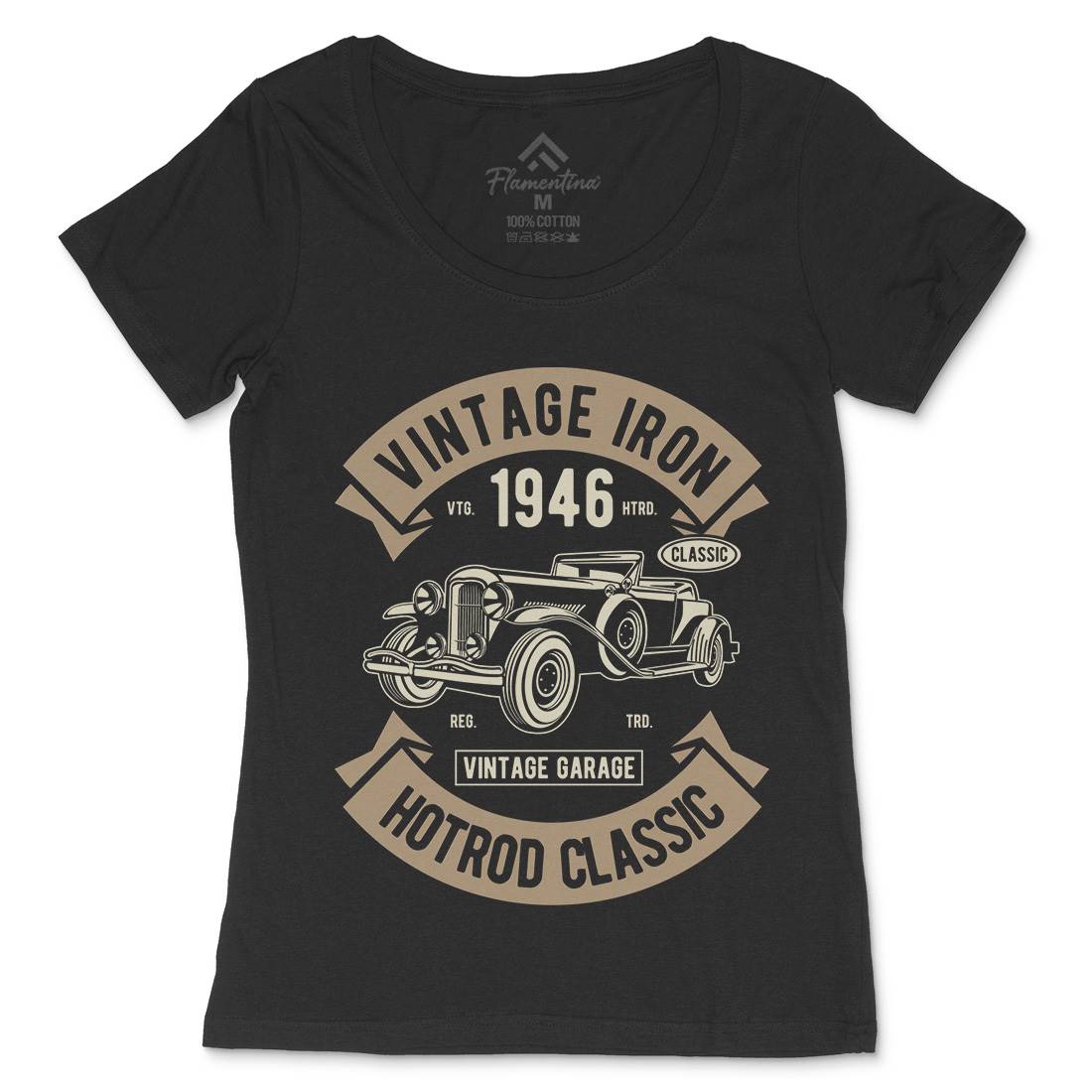 Vintage Iron Classic Womens Scoop Neck T-Shirt Cars D595