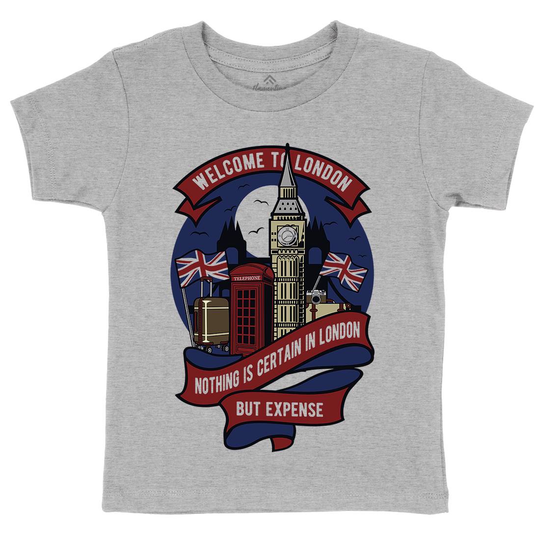 Welcome To London Kids Crew Neck T-Shirt Retro D596