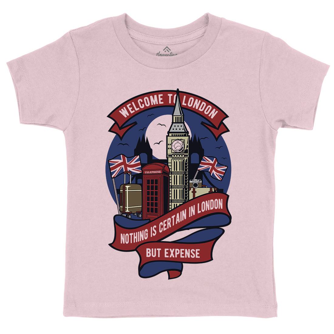 Welcome To London Kids Organic Crew Neck T-Shirt Retro D596