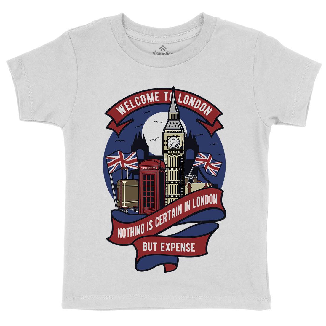 Welcome To London Kids Crew Neck T-Shirt Retro D596