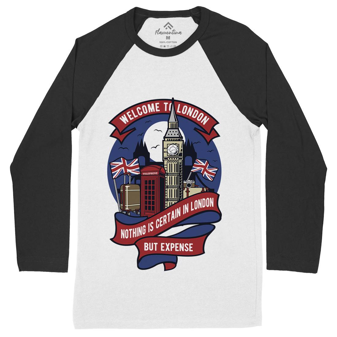 Welcome To London Mens Long Sleeve Baseball T-Shirt Retro D596