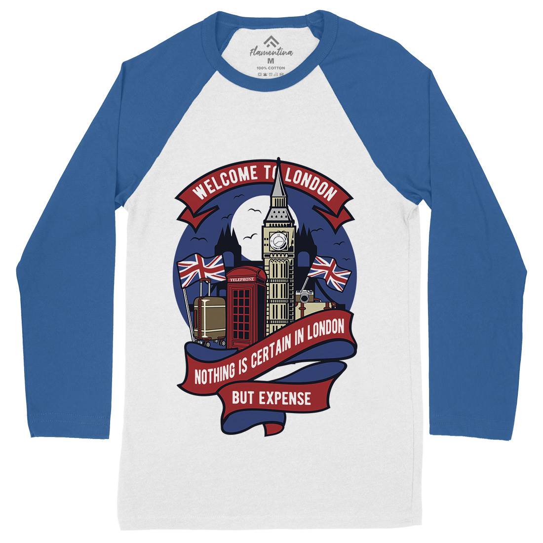 Welcome To London Mens Long Sleeve Baseball T-Shirt Retro D596