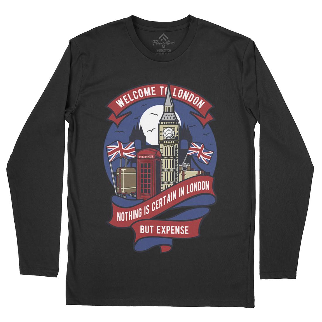 Welcome To London Mens Long Sleeve T-Shirt Retro D596
