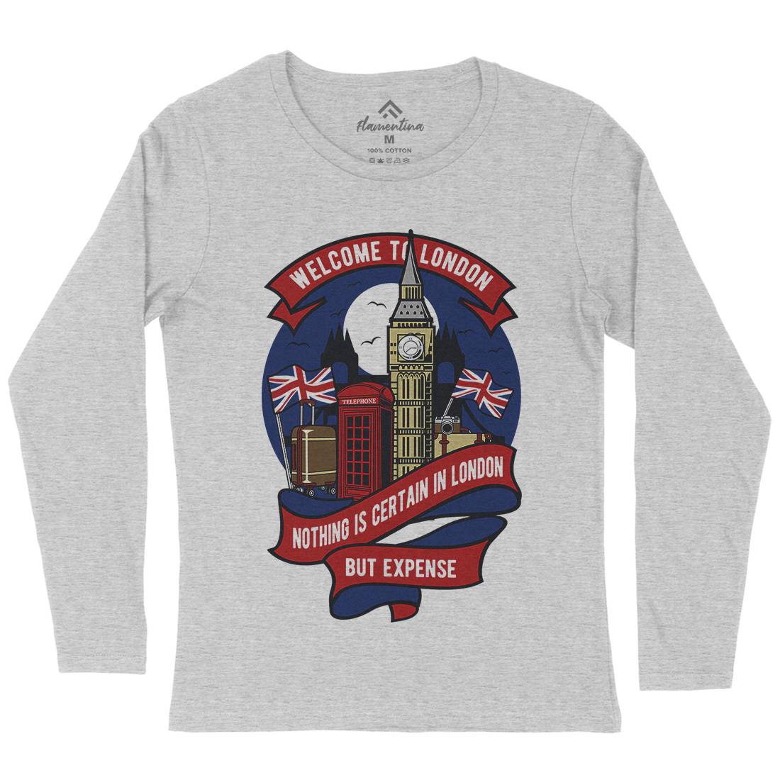 Welcome To London Womens Long Sleeve T-Shirt Retro D596
