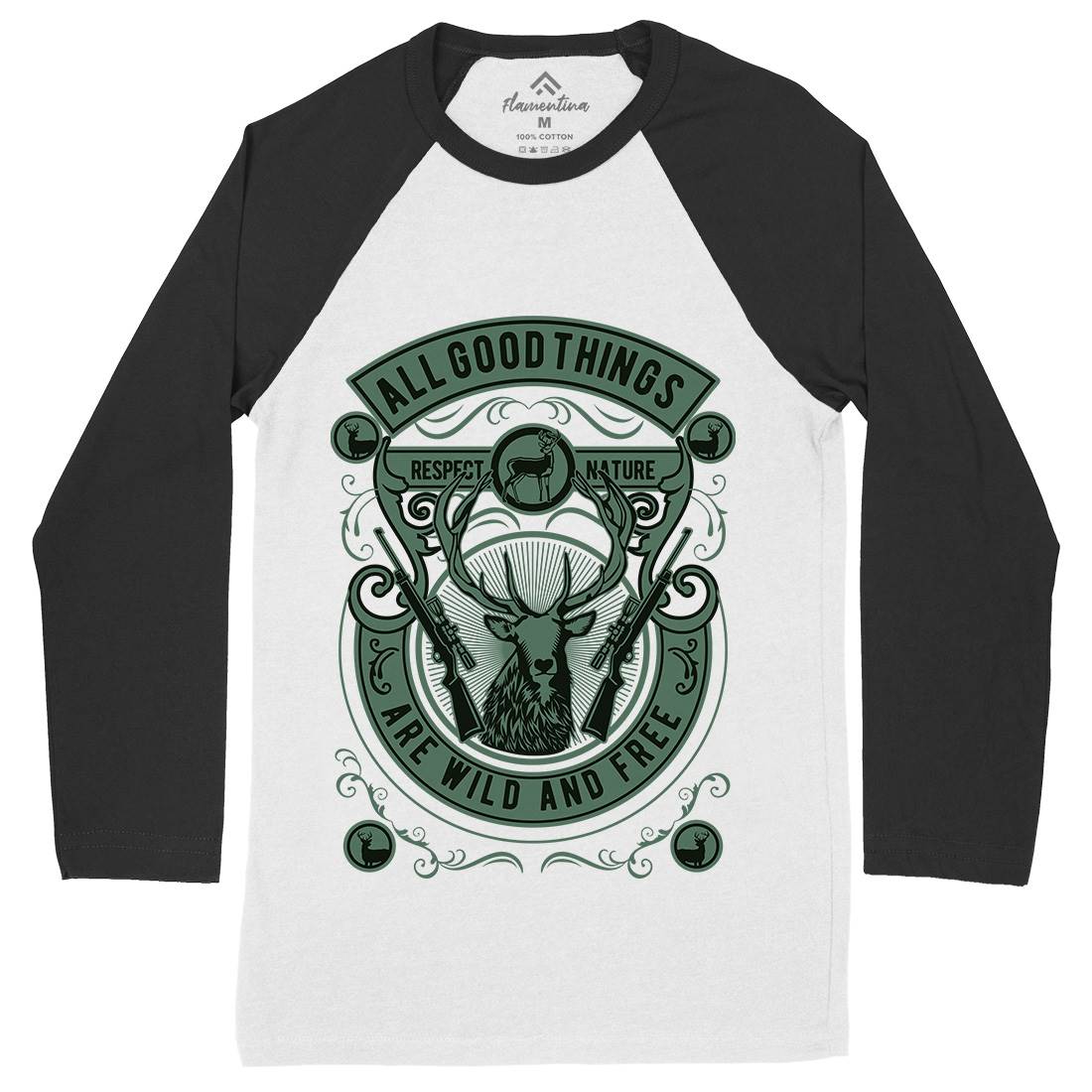 Wild And Free Mens Long Sleeve Baseball T-Shirt Animals D597