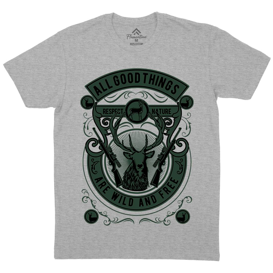 Wild And Free Mens Organic Crew Neck T-Shirt Animals D597