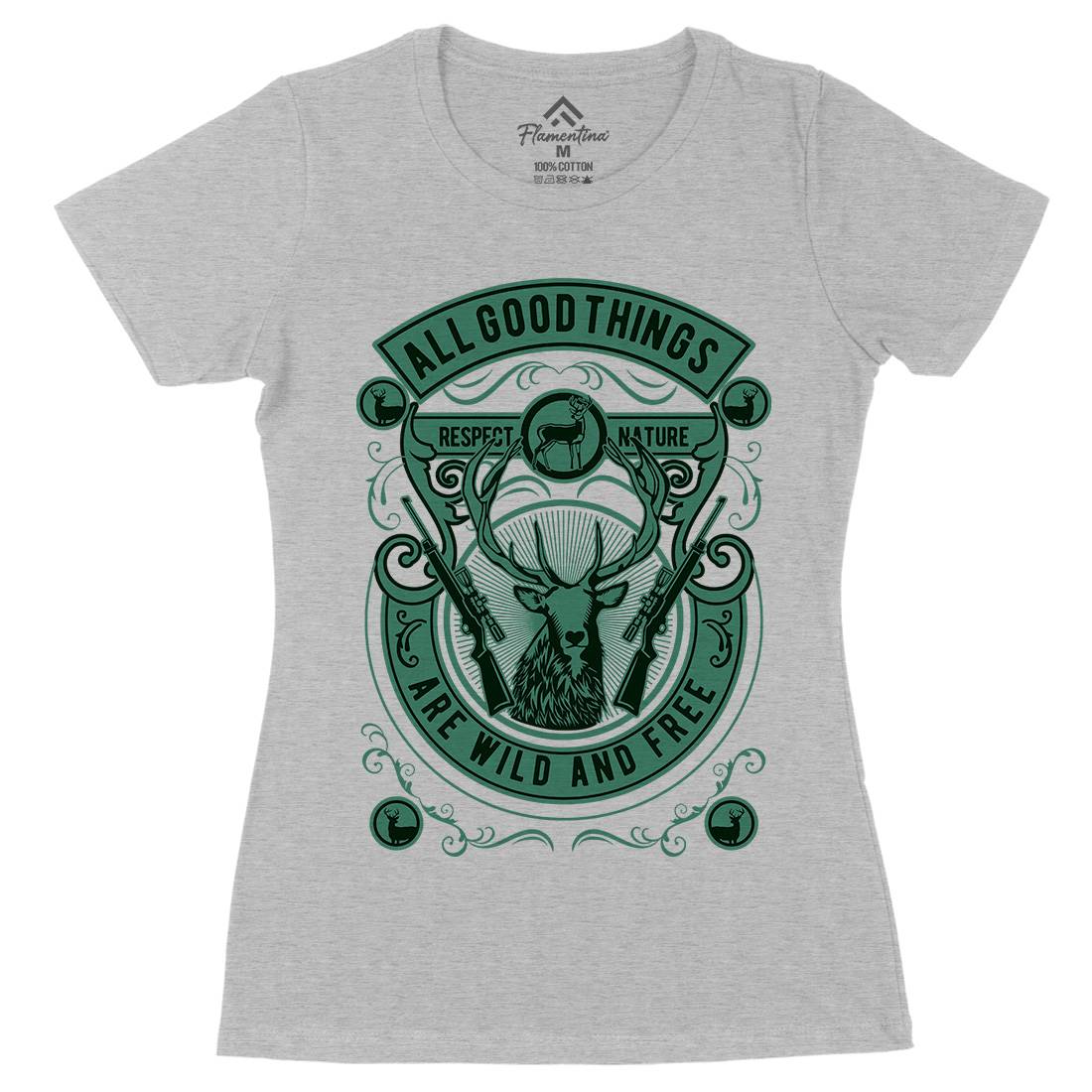 Wild And Free Womens Organic Crew Neck T-Shirt Animals D597