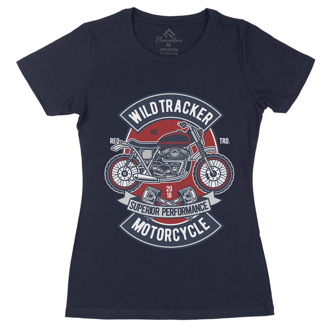 Wild Tracker Womens Organic Crew Neck T-Shirt Motorcycles D598