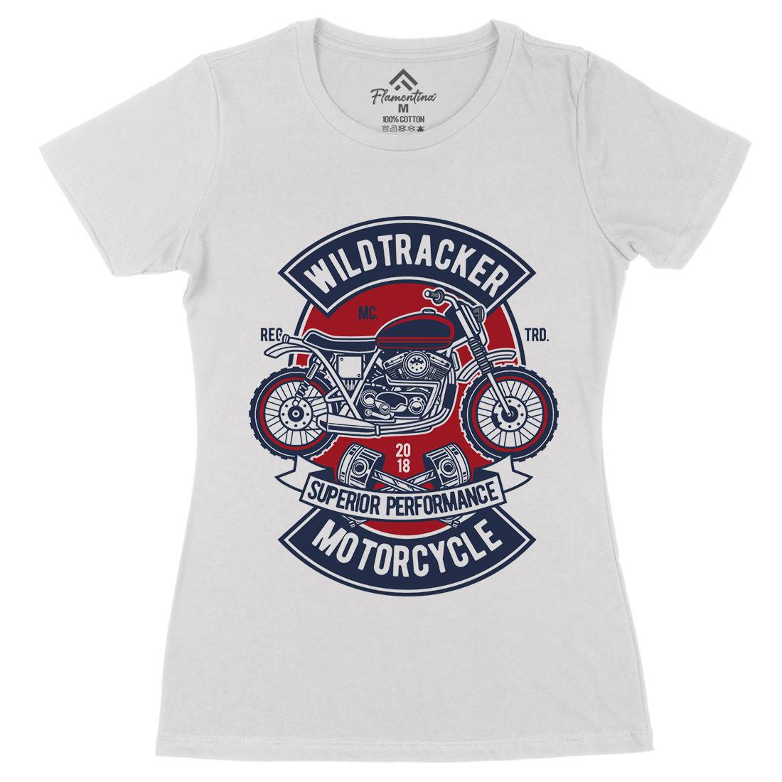 Wild Tracker Womens Organic Crew Neck T-Shirt Motorcycles D598