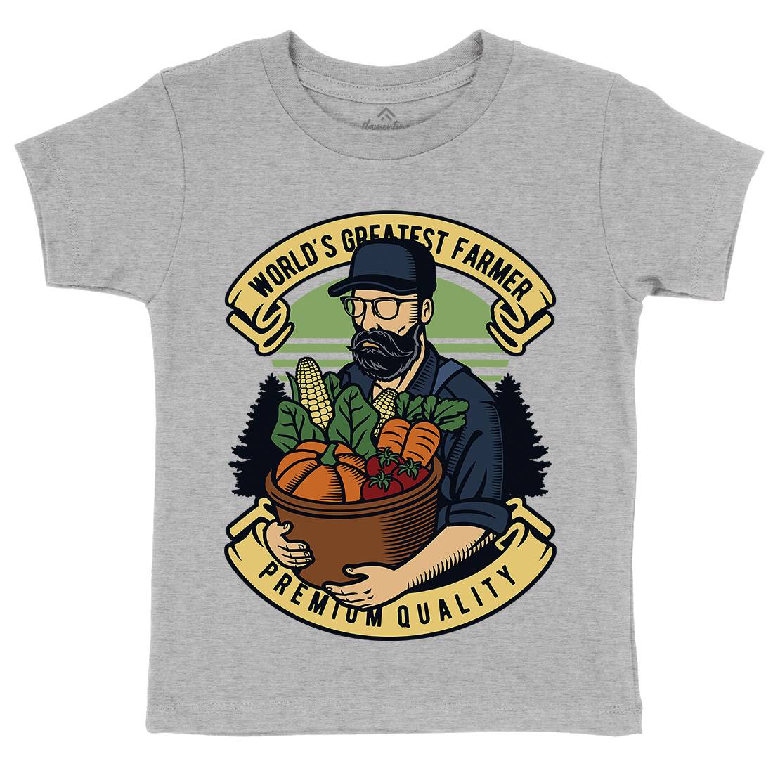 World Greatest Farmer Kids Organic Crew Neck T-Shirt Work D599