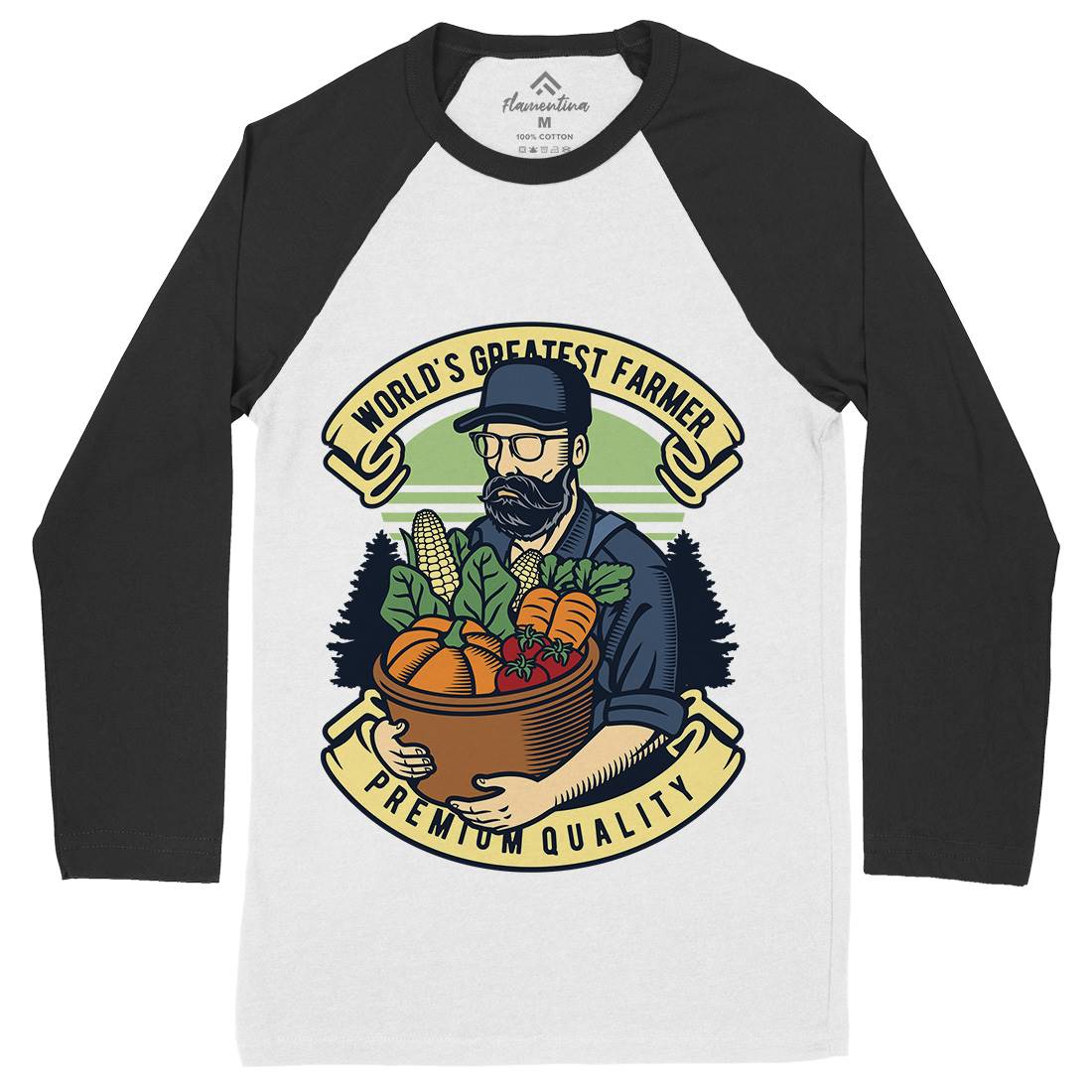 World Greatest Farmer Mens Long Sleeve Baseball T-Shirt Work D599