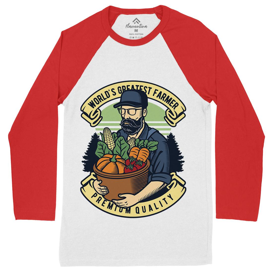 World Greatest Farmer Mens Long Sleeve Baseball T-Shirt Work D599