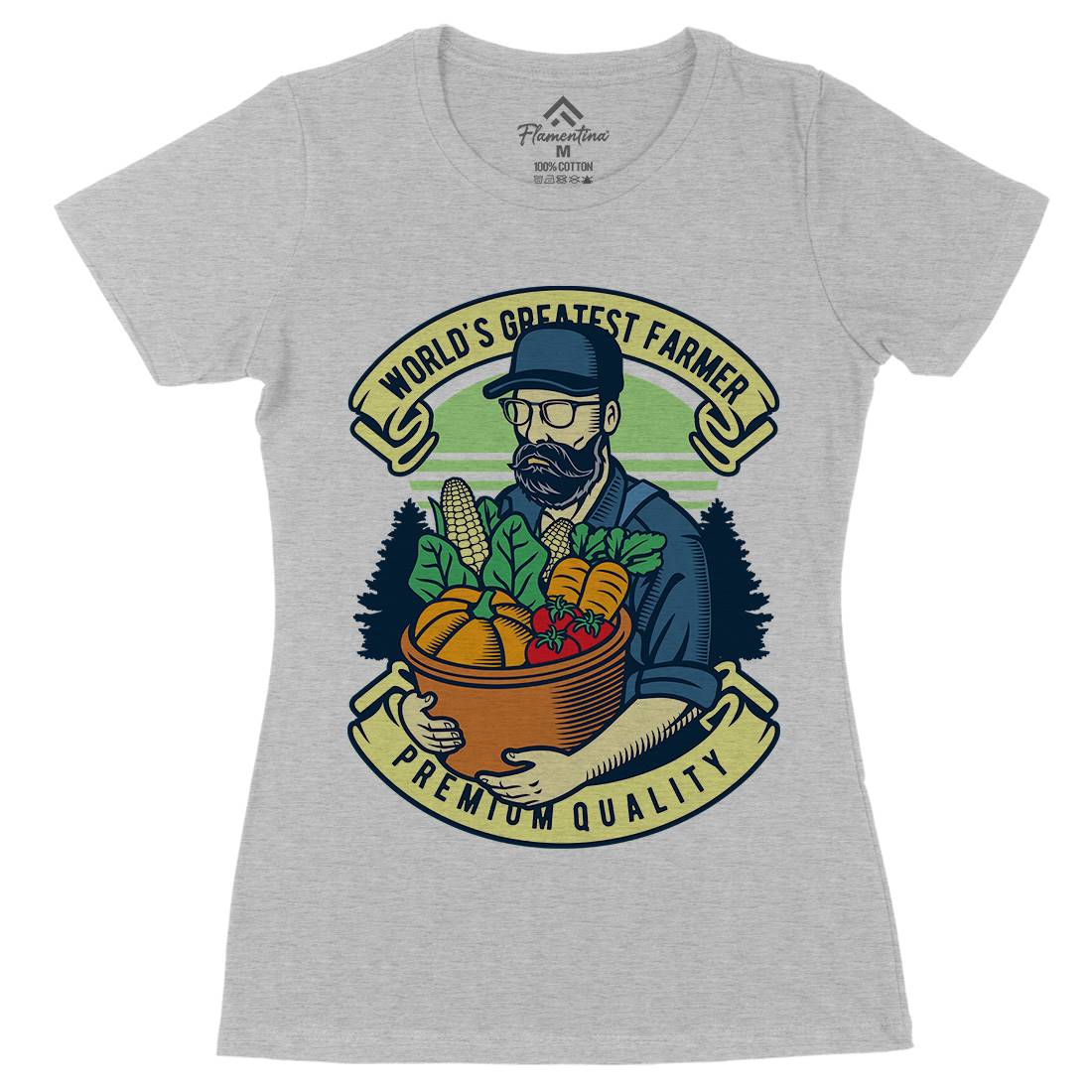 World Greatest Farmer Womens Organic Crew Neck T-Shirt Work D599