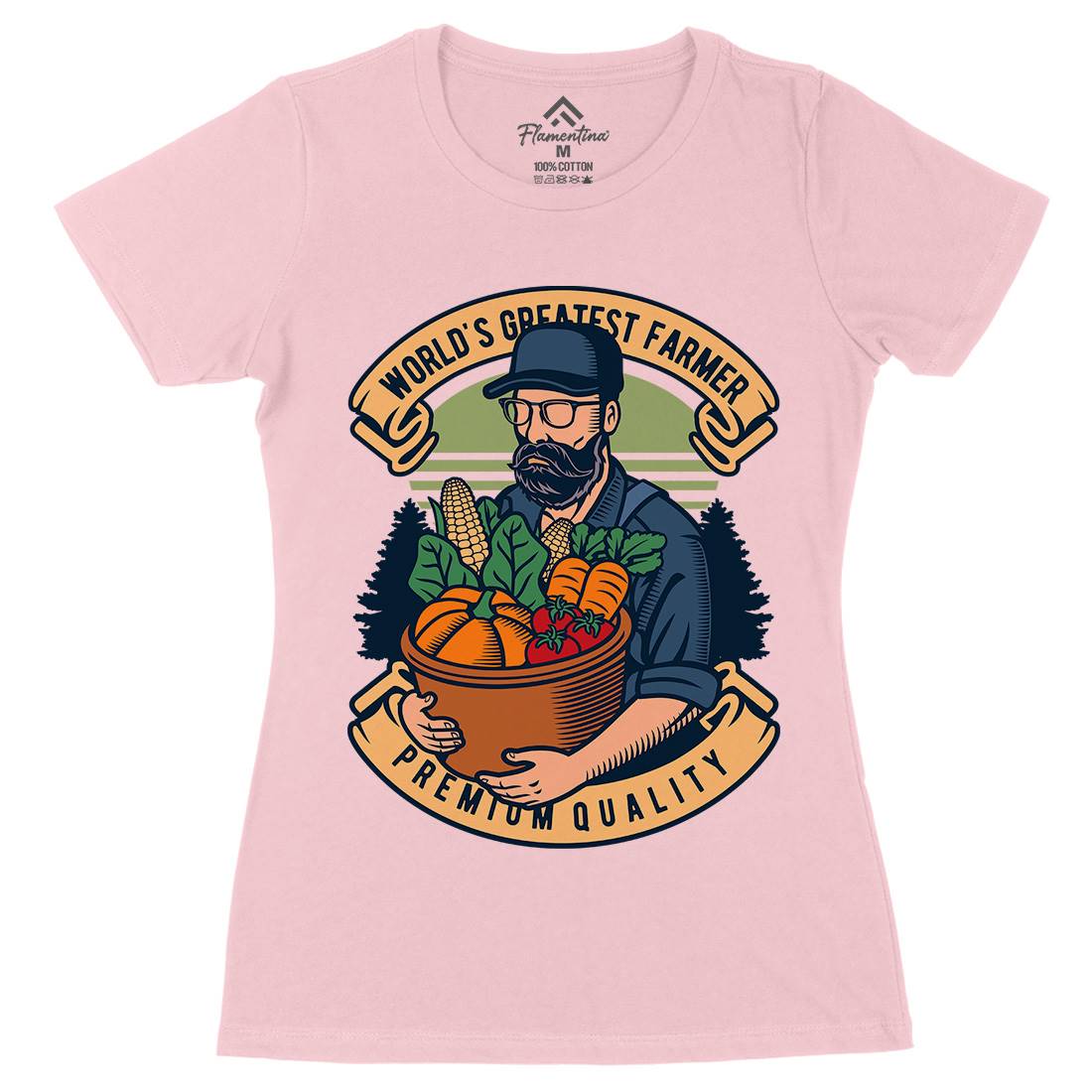 World Greatest Farmer Womens Organic Crew Neck T-Shirt Work D599