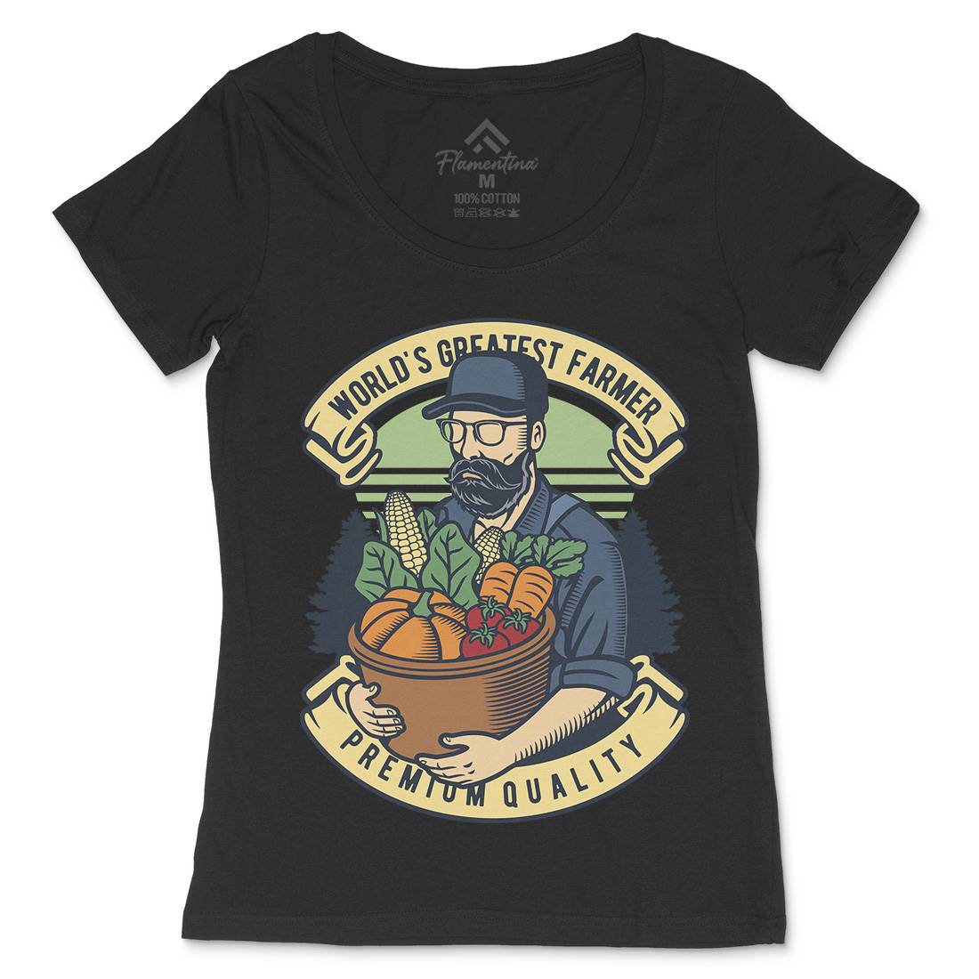 World Greatest Farmer Womens Scoop Neck T-Shirt Work D599